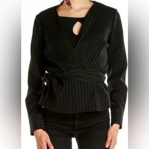 Rachel Roy Collection Black Pinstripe Wrap Blazer Size 4